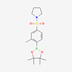 1-((3-Methyl-4-(4,4,5,5-tetramethyl-1,3,2-dioxaborolan-2-yl)phenyl)sulfonyl)pyrrolidine chemical structure (CAS 2828439-44-5)