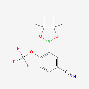 3-(4,4,5,5-Tetramethyl-1,3,2-dioxaborolan-2-yl)-4-(trifluoromethoxy)benzonitrile chemical structure (CAS 2828439-45-6)