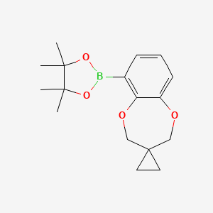 4,4,5,5-Tetramethyl-2-(2H,4H-spiro[benzo[b][1,4]dioxepine-3,1'-cyclopropan]-6-yl)-1,3,2-dioxaborolane chemical structure (CAS 2828439-62-7)