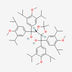 ((4R,5R)-2,2-Dimethyl-1,3-dioxolane-4,5-diyl)bis(bis(3,5-diisopropyl-4-methoxyphenyl)methanol) chemical structure (CAS 2828439-65-0)
