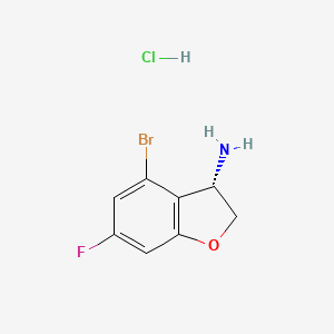 (S)-4-Bromo-6-fluoro-2,3-dihydrobenzofuran-3-amine hydrochloride chemical structure (CAS 2828439-97-8)