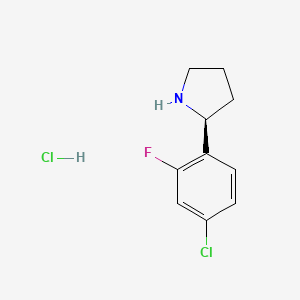 (S)-2-(4-Chloro-2-fluorophenyl)pyrrolidine hydrochloride chemical structure (CAS 2828439-99-0)