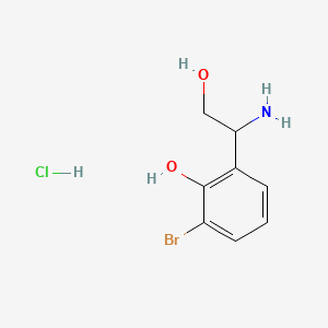 2-(1-Amino-2-hydroxyethyl)-6-bromophenol hydrochloride chemical structure (CAS 2828440-01-1)