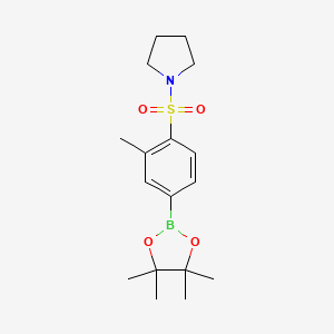 1-((2-Methyl-4-(4,4,5,5-tetramethyl-1,3,2-dioxaborolan-2-yl)phenyl)sulfonyl)pyrrolidine chemical structure (CAS 2828440-14-6)