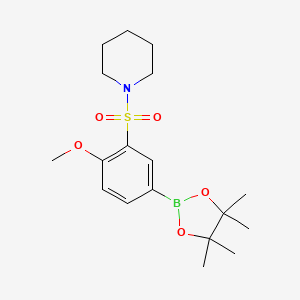 1-((2-Methoxy-5-(4,4,5,5-tetramethyl-1,3,2-dioxaborolan-2-yl)phenyl)sulfonyl)piperidine chemical structure (CAS 2828440-17-9)
