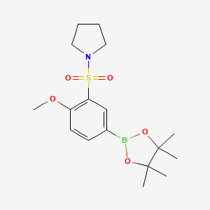 1-((2-Methoxy-5-(4,4,5,5-tetramethyl-1,3,2-dioxaborolan-2-yl)phenyl)sulfonyl)pyrrolidine chemical structure (CAS 2828440-23-7)