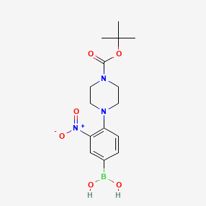 (4-(4-(tert-Butoxycarbonyl)piperazin-1-yl)-3-nitrophenyl)boronic acid chemical structure (CAS 2828444-20-6)