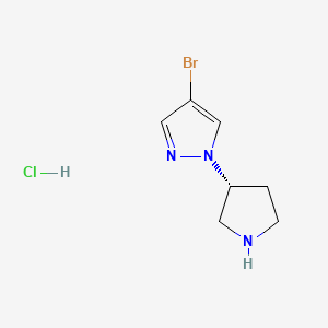 (R)-4-Bromo-1-(pyrrolidin-3-yl)-1H-pyrazole hydrochloride chemical structure (CAS 2828444-30-8)