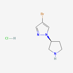 (S)-4-Bromo-1-(pyrrolidin-3-yl)-1H-pyrazole hydrochloride chemical structure (CAS 2828444-32-0)