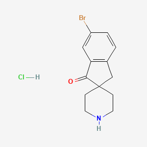 6-Bromospiro[indene-2,4'-piperidin]-1(3H)-one hydrochloride chemical structure (CAS 2828444-68-2)