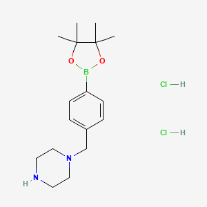 1-(4-(4,4,5,5-Tetramethyl-1,3,2-dioxaborolan-2-yl)benzyl)piperazine dihydrochloride chemical structure (CAS 2828445-30-1)