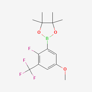 2-(2-Fluoro-5-methoxy-3-(trifluoromethyl)phenyl)-4,4,5,5-tetramethyl-1,3,2-dioxaborolane chemical structure (CAS 2828446-17-7)
