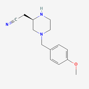 (R)-2-(4-(4-Methoxybenzyl)piperazin-2-yl)acetonitrile chemical structure (CAS 2828446-24-6)