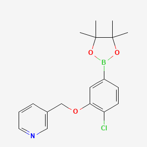 3-((2-Chloro-5-(4,4,5,5-tetramethyl-1,3,2-dioxaborolan-2-yl)phenoxy)methyl)pyridine chemical structure (CAS 2828446-51-9)