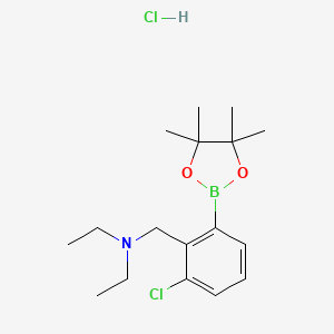 N-(2-Chloro-6-(4,4,5,5-tetramethyl-1,3,2-dioxaborolan-2-yl)benzyl)-N-ethylethanamine hydrochloride chemical structure (CAS 2828446-61-1)