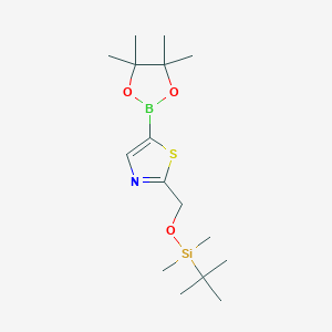 2-(((tert-Butyldimethylsilyl)oxy)methyl)-5-(4,4,5,5-tetramethyl-1,3,2-dioxaborolan-2-yl)thiazole chemical structure (CAS 2828446-92-8)