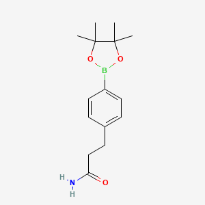 3-(4-(4,4,5,5-Tetramethyl-1,3,2-dioxaborolan-2-yl)phenyl)propanamide chemical structure (CAS 2828446-94-0)