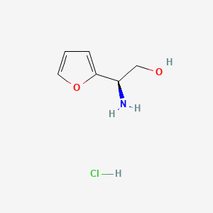 (R)-2-Amino-2-(furan-2-yl)ethan-1-ol hydrochloride chemical structure (CAS 2829279-63-0)