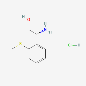 (R)-2-Amino-2-(2-(methylthio)phenyl)ethan-1-ol hydrochloride chemical structure (CAS 2829281-85-6)