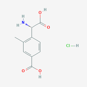 (S)-4-(Amino(carboxy)methyl)-3-methylbenzoic acid hydrochloride chemical structure (CAS 2829282-00-8)