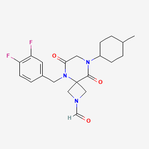 5-(3,4-Difluorobenzyl)-8-(trans-4-methylcyclohexyl)-6,9-dioxo-2,5,8-triazaspiro[3.5]nonane-2-carbaldehyde chemical structure (CAS 2830607-59-3)
