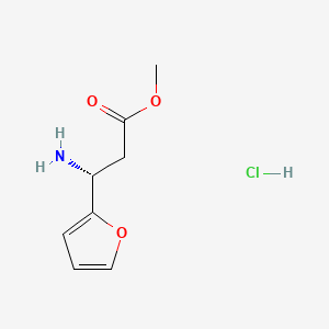 Methyl (R)-3-amino-3-(furan-2-yl)propanoate hydrochloride chemical structure (CAS 2832886-75-4)