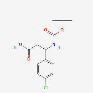 3-((tert-Butoxycarbonyl)amino)-3-(4-chlorophenyl)propanoic acid chemical structure (CAS 284493-65-8)
