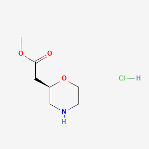 Methyl 2-((R)-morpholin-2-yl)acetate hydrochloride chemical structure (CAS 2845095-54-5)