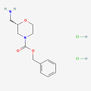 (S)-Benzyl 2-(aminomethyl)morpholine-4-carboxylate dihydrochloride chemical structure (CAS 2845095-57-8)