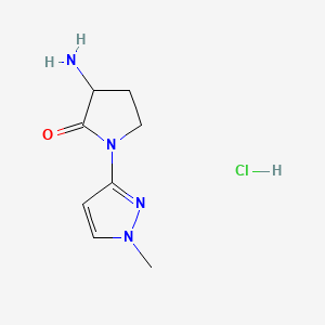 3-Amino-1-(1-methyl-1H-pyrazol-3-yl)pyrrolidin-2-one hydrochloride chemical structure (CAS 2845126-06-7)