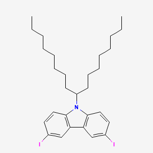 9-(Heptadecan-9-yl)-3,6-diiodo-9H-carbazole chemical structure (CAS 2845127-83-3)