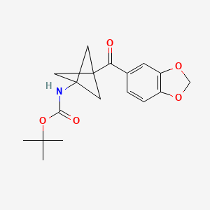 tert-Butyl (3-(benzo[d][1,3]dioxole-5-carbonyl)bicyclo[1.1.1]pentan-1-yl)carbamate chemical structure (CAS 2857037-76-2)