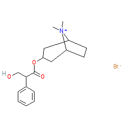 endo-3-((3-Hydroxy-2-phenylpropanoyl)oxy)-8,8-dimethyl-8-azabicyclo[3.2.1]octan-8-ium bromide chemical structure (CAS 2870-71-5)