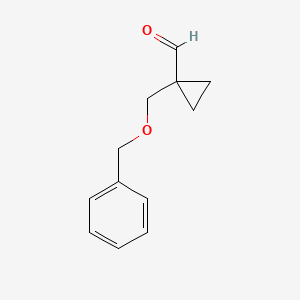 1-((Benzyloxy)methyl)cyclopropane-1-carbaldehyde chemical structure (CAS 288401-39-8)