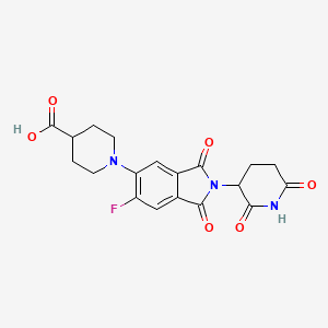 1-(2-(2,6-Dioxopiperidin-3-yl)-6-fluoro-1,3-dioxoisoindolin-5-yl)piperidine-4-carboxylic acid chemical structure (CAS 2884557-96-2)