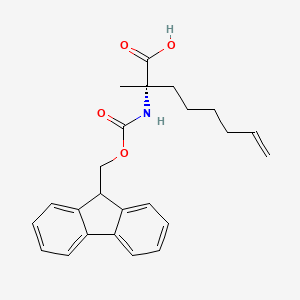 (S)-2-((((9H-Fluoren-9-yl)methoxy)carbonyl)amino)-2-methyloct-7-enoic acid chemical structure (CAS 288617-74-3)
