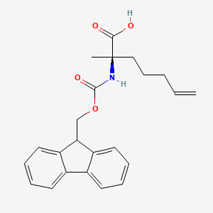 (R)-2-((((9H-Fluoren-9-yl)methoxy)carbonyl)amino)-2-methylhept-6-enoic acid chemical structure (CAS 288617-77-6)