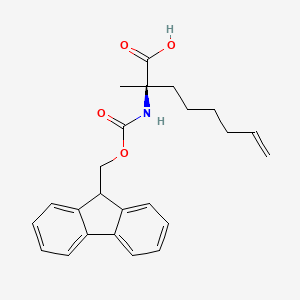 (R)-2-((((9H-Fluoren-9-yl)methoxy)carbonyl)amino)-2-methyloct-7-enoic acid chemical structure (CAS 288617-78-7)