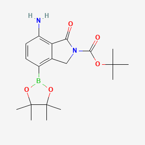 tert-Butyl 7-amino-1-oxo-4-(4,4,5,5-tetramethyl-1,3,2-dioxaborolan-2-yl)isoindoline-2-carboxylate chemical structure (CAS 2889361-17-3)