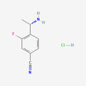 (S)-4-(1-Aminoethyl)-3-fluorobenzonitrile hydrochloride chemical structure (CAS 2891581-63-6)