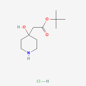tert-Butyl 2-(4-hydroxypiperidin-4-yl)acetate hydrochloride chemical structure (CAS 2891766-50-8)