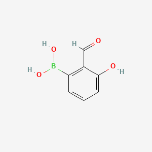 (2-Formyl-3-hydroxyphenyl)boronic acid chemical structure (CAS 2892327-87-4)