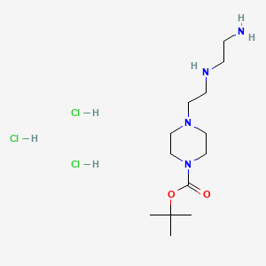 tert-Butyl 4-(2-((2-aminoethyl)amino)ethyl)piperazine-1-carboxylate trihydrochloride chemical structure (CAS 2901085-31-0)
