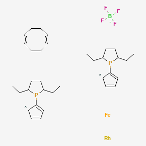 1,1-Bis((2S,5S)-2,5-diethylphospholano)ferrocene(cyclooctadiene)rhodium(I) chemical structure (CAS 290347-88-5)