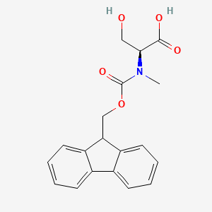 (S)-2-((((9H-Fluoren-9-yl)methoxy)carbonyl)(methyl)amino)-3-hydroxypropanoic acid chemical structure (CAS 291311-48-3)