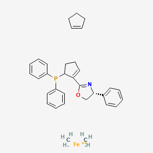 (2Rp)-1-[(4R)-4,5-dihydro-4-phenyl-2-oxazolyl]-2-(diphenylphosphino)ferrocene chemical structure (CAS 291536-01-1)
