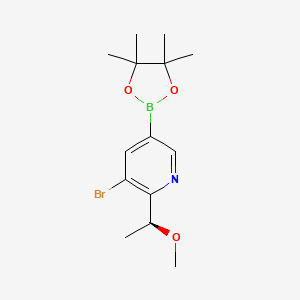 (S)-3-Bromo-2-(1-methoxyethyl)-5-(4,4,5,5-tetramethyl-1,3,2-dioxaborolan-2-yl)pyridine chemical structure (CAS 2915546-78-8)