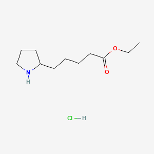 Ethyl 5-(pyrrolidin-2-yl)pentanoate hydrochloride chemical structure (CAS 2922283-29-0)