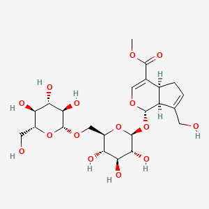 Methyl (1S,4aS,7aS)-7-(hydroxymethyl)-1-(((2S,3R,4S,5S,6R)-3,4,5-trihydroxy-6-((((2R,3R,4S,5S,6R)-3,4,5-trihydroxy-6-(hydroxymethyl)tetrahydro-2H-pyran-2-yl)oxy)methyl)tetrahydro-2H-pyran-2-yl)oxy)-1,4a,5,7a-tetrahydrocyclopenta[c]pyran-4-carboxylate chemical structure (CAS 29307-60-6)