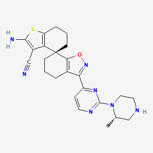 (S)-2-Amino-3'-(2-((S)-2-methylpiperazin-1-yl)pyrimidin-4-yl)-5',6,6',7-tetrahydro-4'H,5H-spiro[benzo[b]thiophene-4,7'-benzo[d]isoxazole]-3-carbonitrile chemical structure (CAS 2937344-16-4)